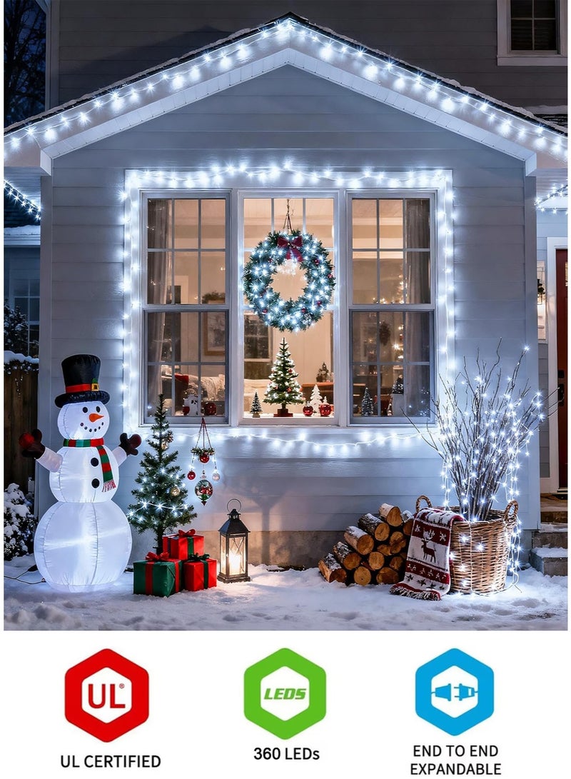 xianye أضواء LED سلسلة XIANYE 360 داخلية وخارجية سلك شفاف، أضواء عيد الميلاد البيضاء الباردة القابلة للتوصيل لتزيين العطلات، 50 متر أضواء خرافية متلألئة قابلة للتوصيل للحفلات والزفاف وفالنتاين والديكور المنزلي وغرفة النوم والأشجار والفناء والباحة وديكور الربيع ورمضان - Image 2